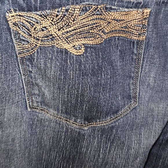The diva Cowgirl old navy blue denim jeans beige embroider Western pockets 12R - Picture 5 of 11